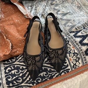 a new day Black Lace Slingback Flats